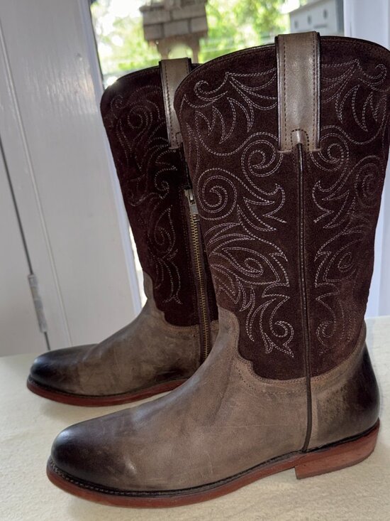 Reba Shoes - Reba Justin Boots Women's Western Anthem Boots Dark Brown Leather Suede Size 8